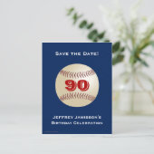 Save the Date 90th Birthday Baseball Postcard (Standing Front)