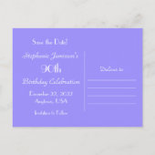 Save the Date 90th Birthday Party, Purple Abstract Announcement Postcard (Back)