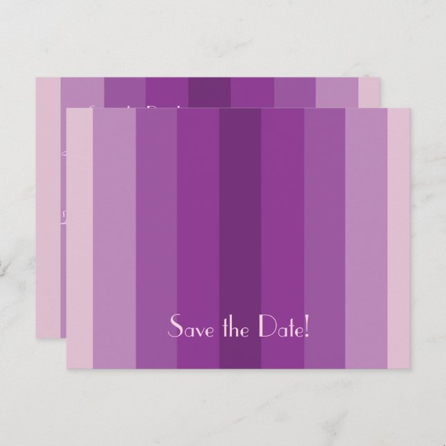 Save the Date 90th Birthday Party, Purple Stripes Announcement Postcard (Front/Back)