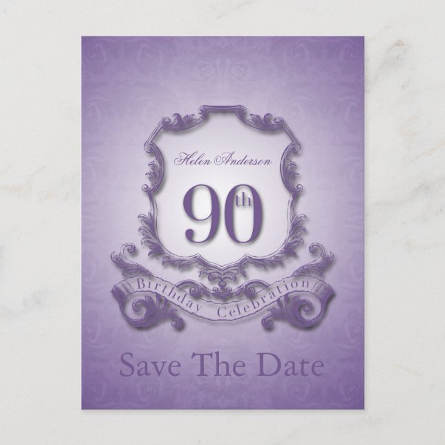 Save the Date 90th Birthday Personalized Postcard (Front)