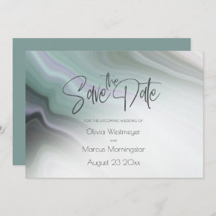 Save the Date Abstract Dusty Sage Pale Violet I Invitation
