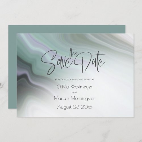 Save the Date  Abstract Dusty Sage Pale Violet  I Invitation