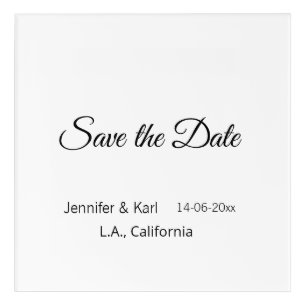 Save the date add couple name place date photo tex acrylic print