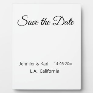 Save the date add couple name place date photo tex plaque