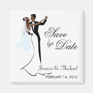 Save the Date  - African American Bride and Groom Magnet