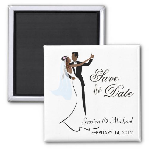 Save the Date  _ African American Bride and Groom Magnet