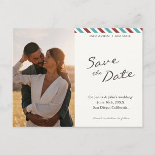 Save the Date Airmail Letter Announcement Postcard