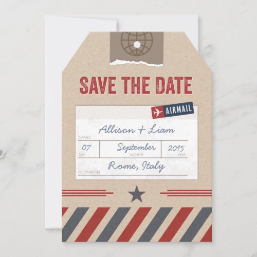 Save the Date Airmail Luggage Tag