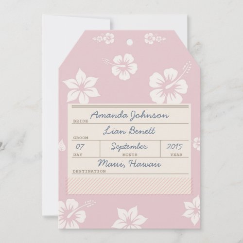 Save the Date Airmail Luggage Tag Hawaii in pink