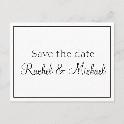 Save the Date Alluring Black and White Announcement Postcard