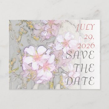 Save The Date Almond Blossoms Postcards by profilesincolor at Zazzle