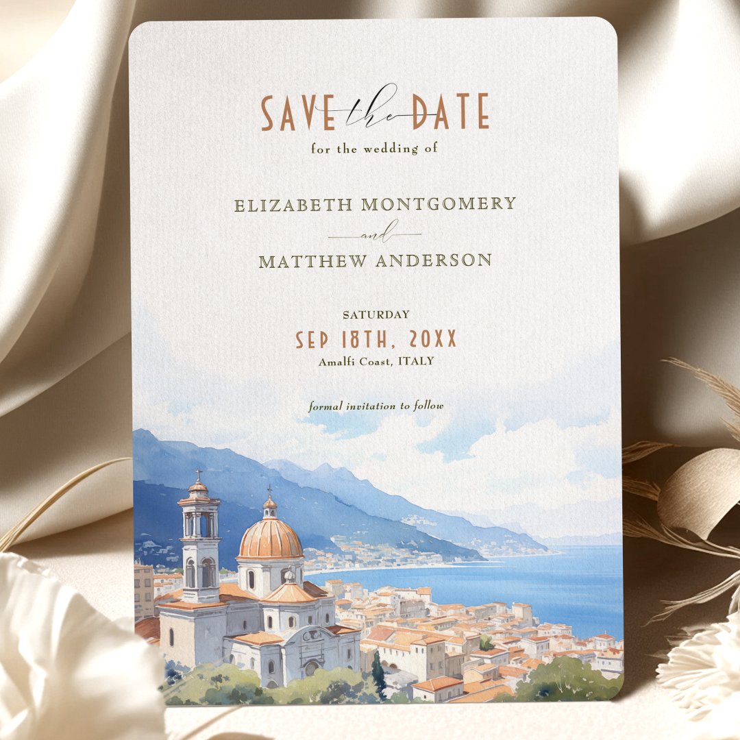 Save The Date Amalfi Coast Italy Destination                    Invitation