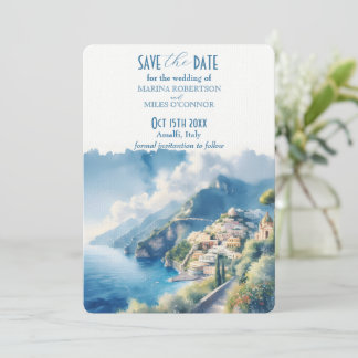 Save The Date Amalfi Watercolor Italy Destination Invitation