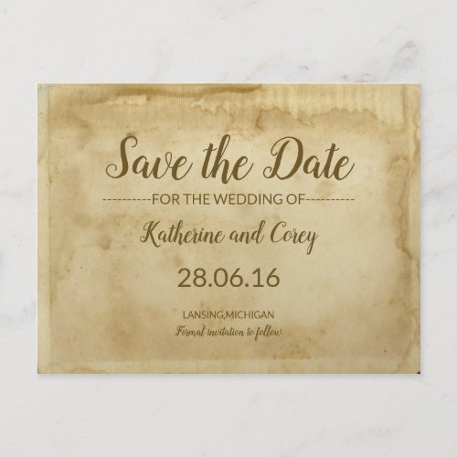 Save The Date Ancient Wedding Parchment Postcard
