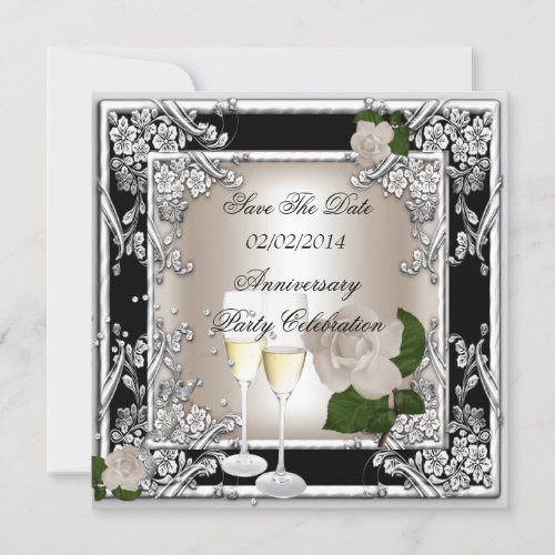 Save The Date Anniversary Wedding Cream Black