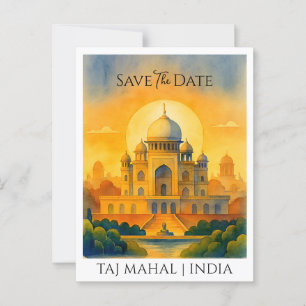 Save the Date Announce Taj Mahal India Vintage Postcard
