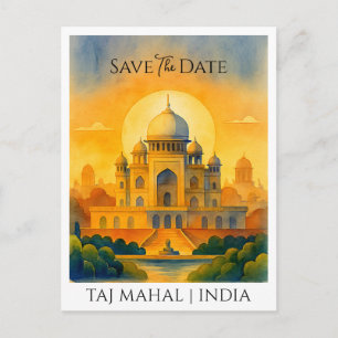 Save the Date Announce Taj Mahal India Vintage Postcard