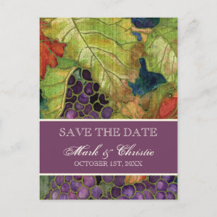 Save the Date Announcement Autumn Grape Leaf Postcard
