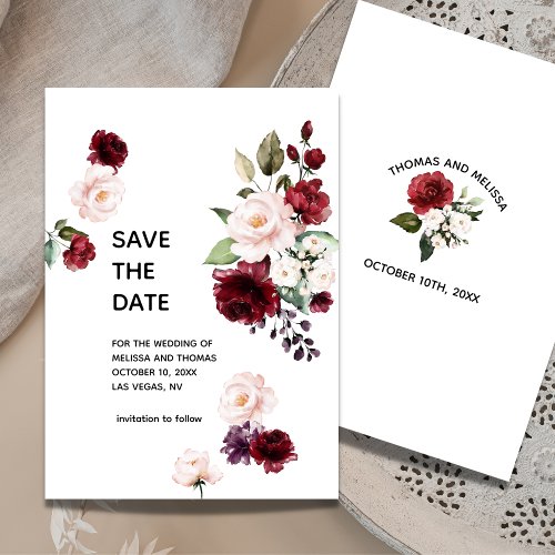 Save The Date Announcement In Vintage Pink Rose