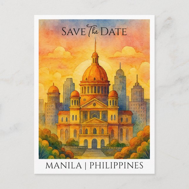 Save the Date Announcement Manila Philippines Postcard (Front)
