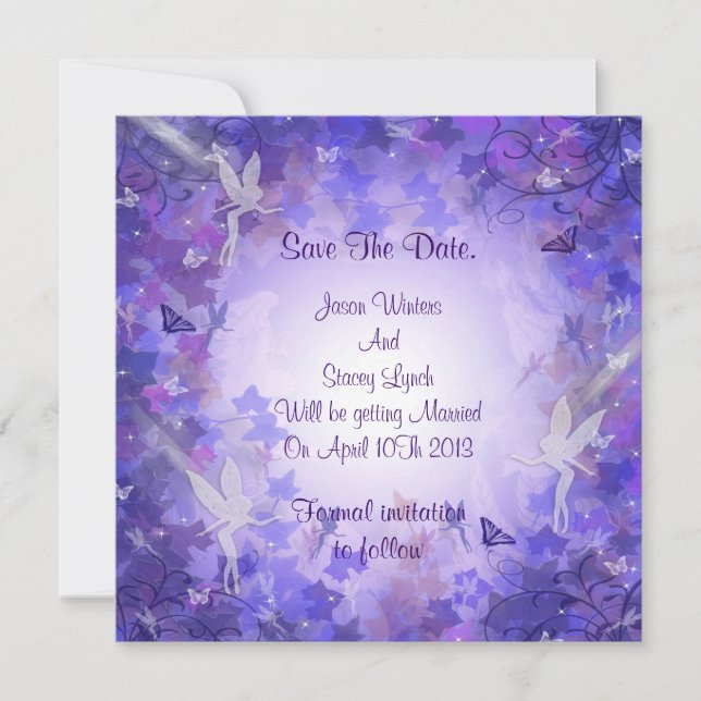 Save the date announcement Purple Fairy (Front)