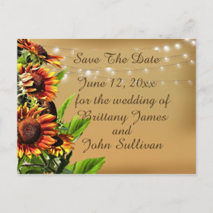 Save the Date Announcement, Sunflowers Postcard