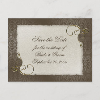 Save the Date - Antique Scrolls Announcement Postcard