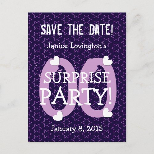 Save the Date Any Year Surprise Birthday S00C Announcement Postcard
