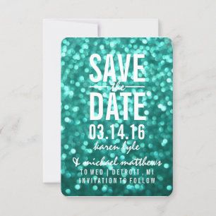 Save the Date Aqua Lit Glitter Fab