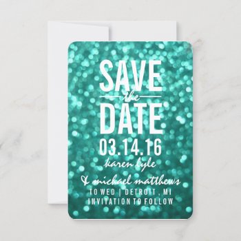 Save The Date | Aqua Lit Glitter Fab by Evented at Zazzle