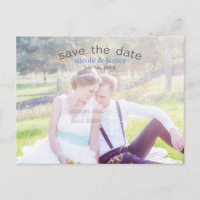 SAVE THE DATE Arch Typography Photo Postcard (Front)