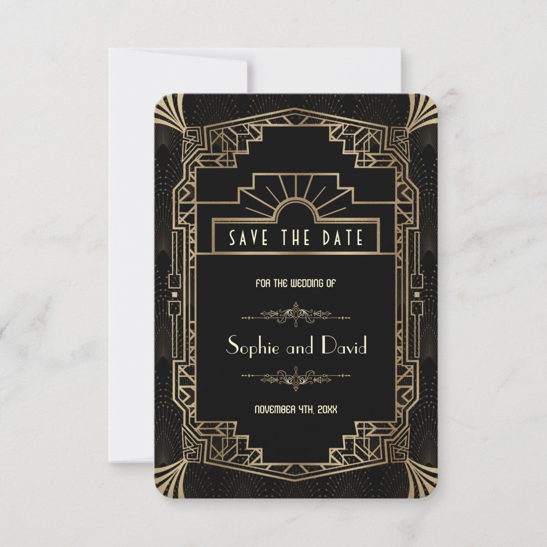 Save the Date | Art Deco Black Gatsby 1920s | Zazzle