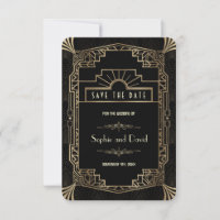 Save the Date | Art Deco Black Gatsby 1920s