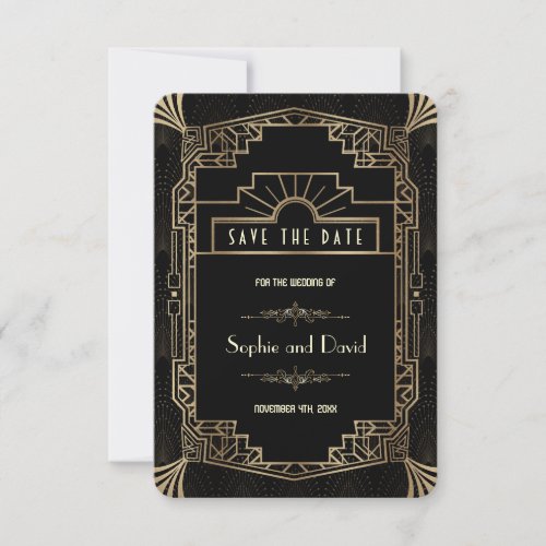 Save the Date  Art Deco Black Gatsby 1920s