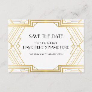 Save The Date Art Deco Wedding Party Gold Invites
