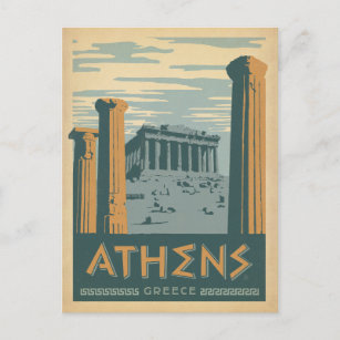 Save the Date   Athens, Greece Announcement Postcard