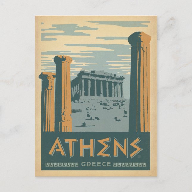 Save the Date | Athens, Greece Announcement Postcard (Front)