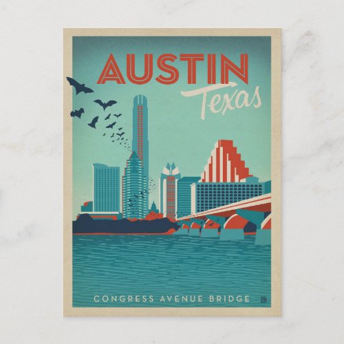 Save the Date  Austin TX Congress Avenue Bridge Announcement Postcard