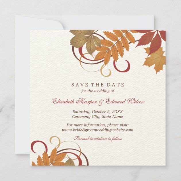 Save The Date | Autumn Falling Leaves