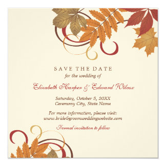autumn wedding save the dates invitations announcements zazzle