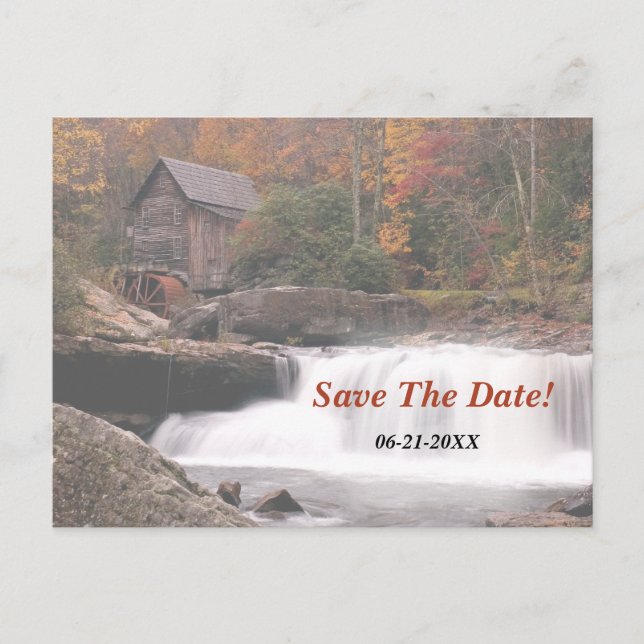 Save The Date Autumn In The Country Wedding Announcement Postcard (Front)