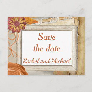 Save the date Autumn Wedding Announcement Postcard