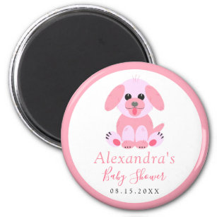Save The Date Baby Girl Shower Personalized Puppy Magnet