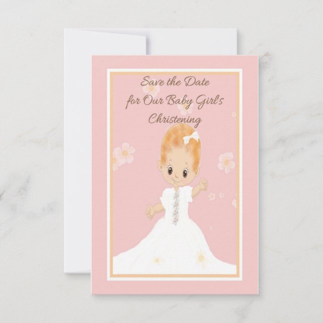 Save the Date Baby Girl's Christening (Front)
