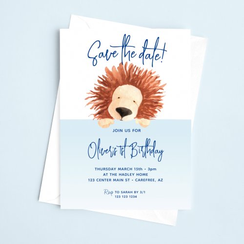 Save the Date Baby Lion 1st Birthday
