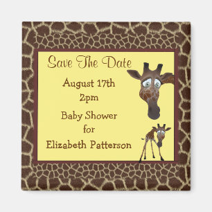 Save The Date Baby Shower Giraffes &  Animal Print Magnet