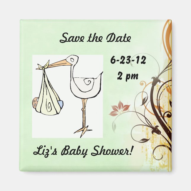 Save the Date Baby Shower Stork Magnet (Front)
