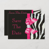 Save The Date Baby Shower Zebra Hot Pink Bow (Front/Back)