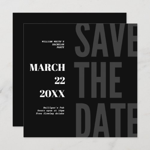 Save The Date Bachelor Party Invitation Minimalist
