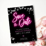 Save the Date Bat Mitzvah Hot Pink Neon Themed Invitation<br><div class="desc">We’re excited to introduce our modern calligraphy neon-inspired suite for a glow Bar or Bat Mitzvah! This fun collection includes everything you need, from napkins and paper plates to a welcoming sign and more. If you have any questions or need help with personalization, just send us a message. PLEASE NOTE:...</div>